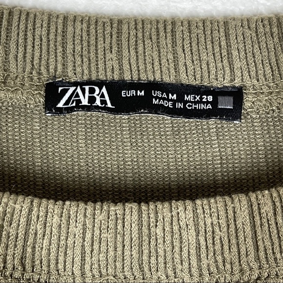 Zara Peplum Hem Ribbed Sweater in Olive Green Size Medium - Picture 6 of 8